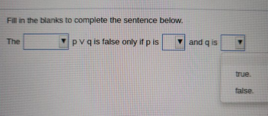 Solved Fill in the blanks to complete the sentence below. | Chegg.com