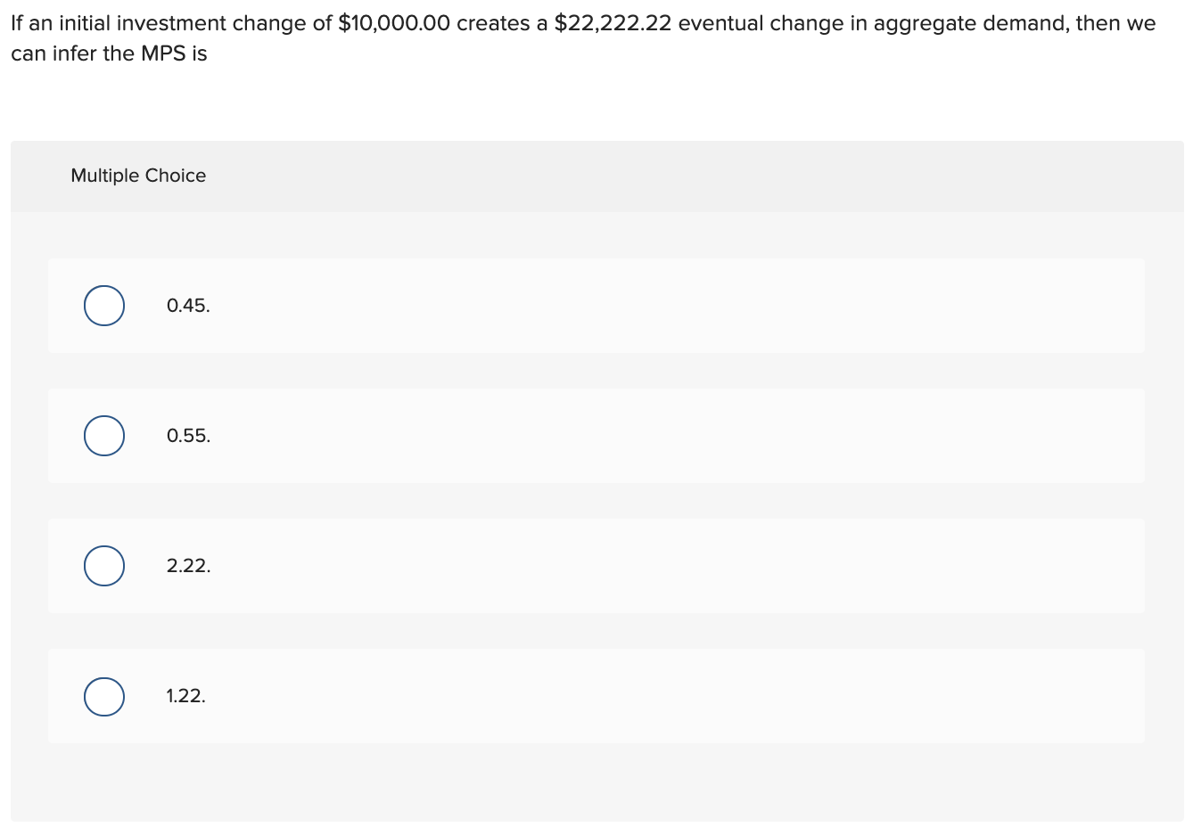 Solved If an initial investment change of $10,000.00 creates | Chegg.com