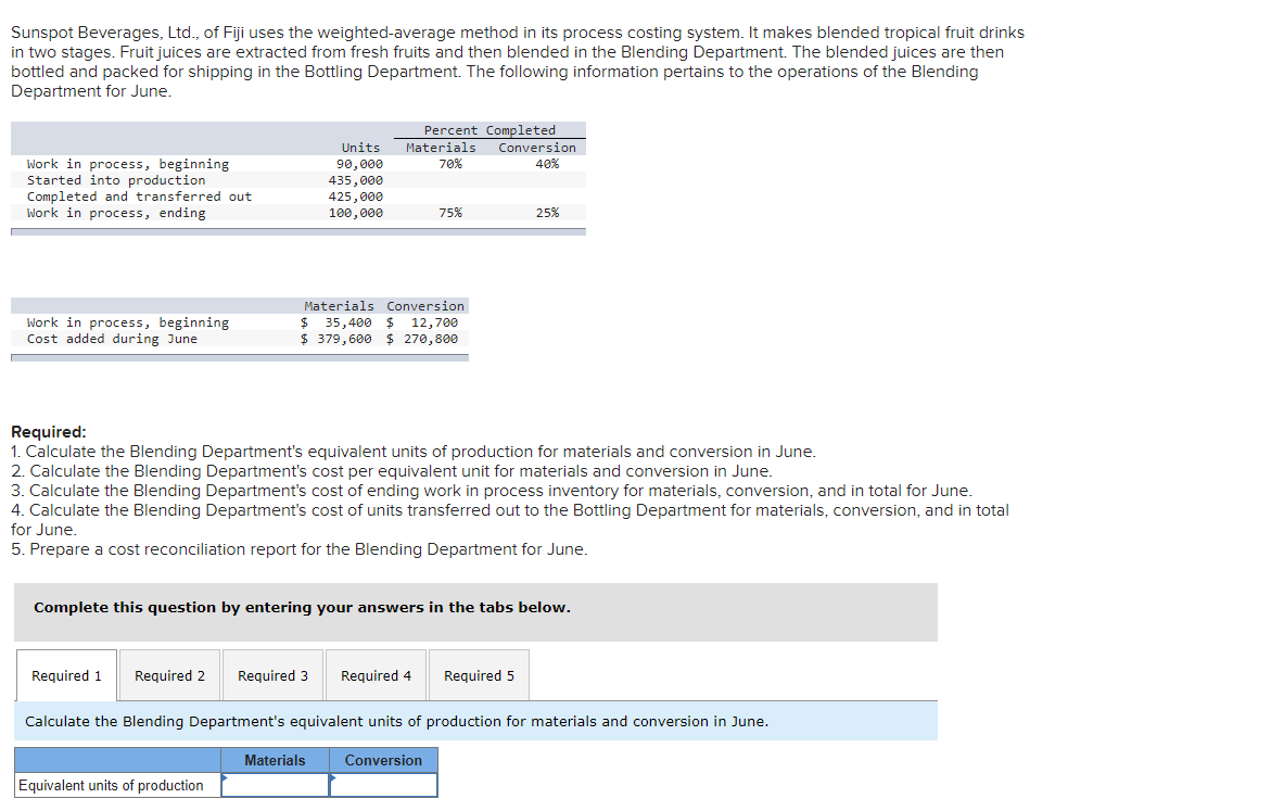 Solved Exercise 5 8 Equivalent Units Cost Per Equivalent 6946