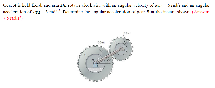 Solved Gear A is held fixed, and arm DE rotates clockwise | Chegg.com