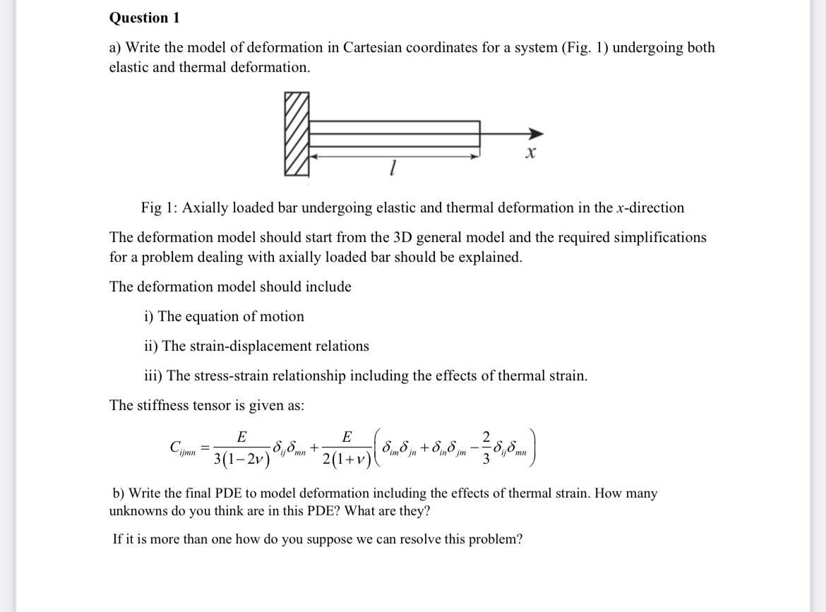 Solved Question 1 a) Write the model of deformation in | Chegg.com