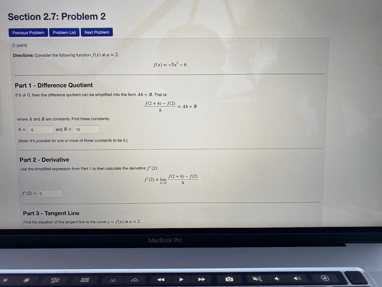 Solved Section 2.7: Problem 2 Previous Problem Problem List | Chegg.com