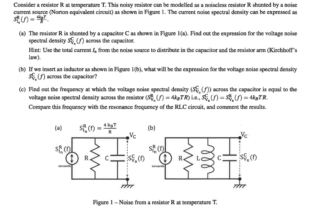 Solved Consider a resistor R at temperature T. This noisy | Chegg.com