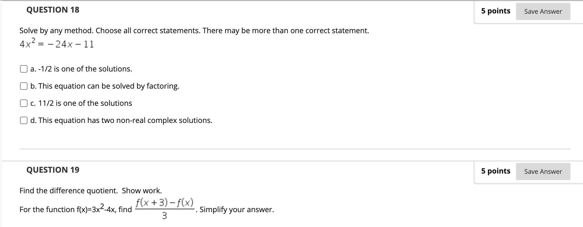 Solved QUESTION 18 5 points Save Answer Solve by any method. | Chegg.com
