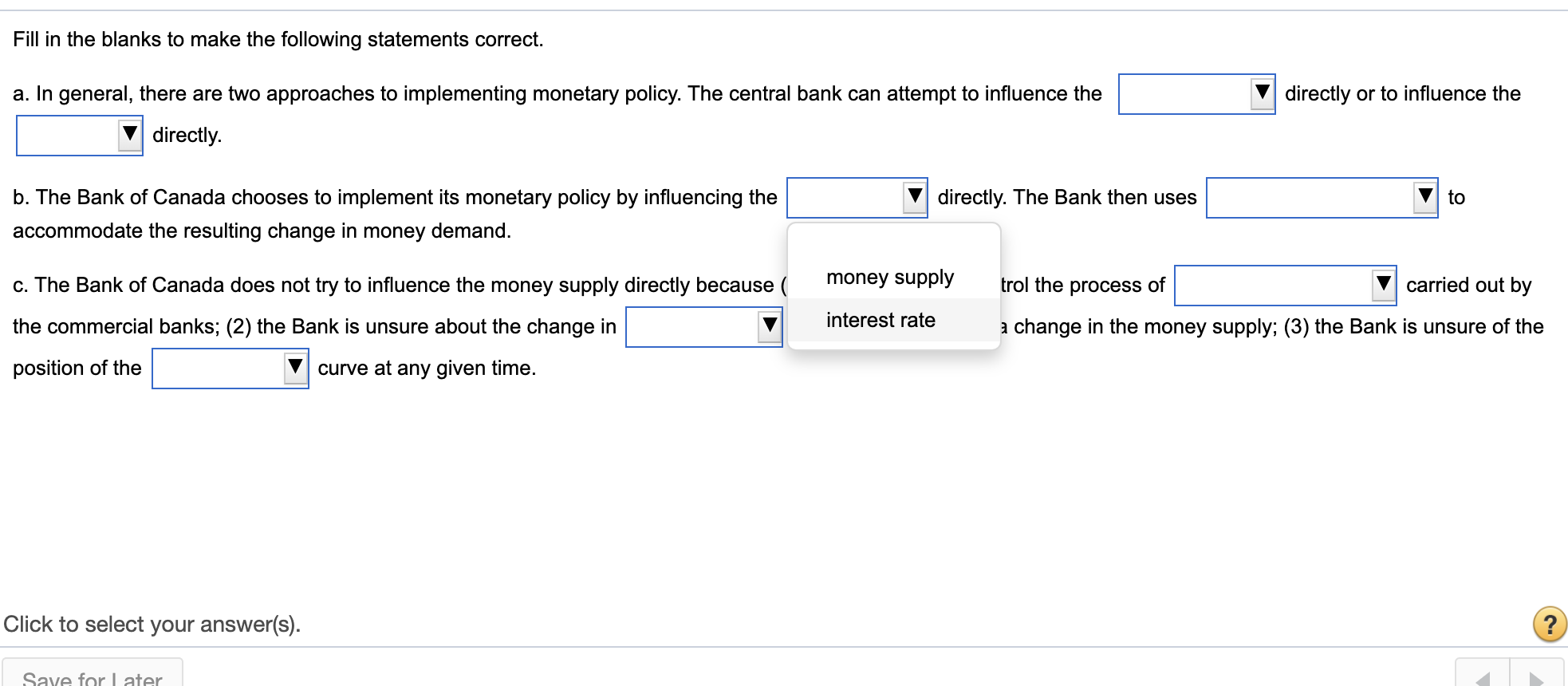 Solved Fill In The Blanks To Make The Following Statements | Chegg.com