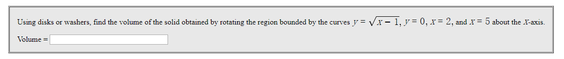 Volumes by disc and washer methods homework image