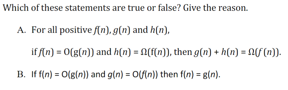 Solved Which of these statements are true or false? Give the | Chegg.com
