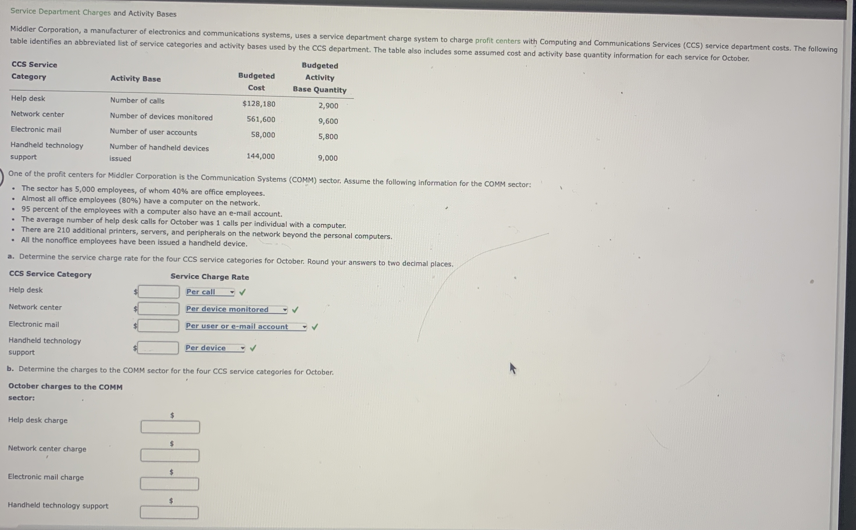 Solved Ex 8 3 Service Department Charges And Activity Bases Or Cheggcom