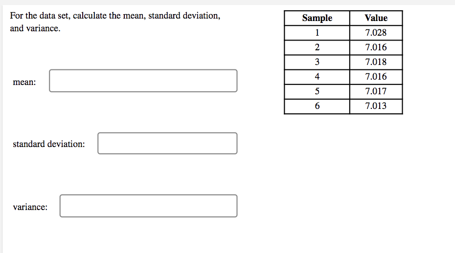 Solved For the data set, calculate the mean, standard | Chegg.com