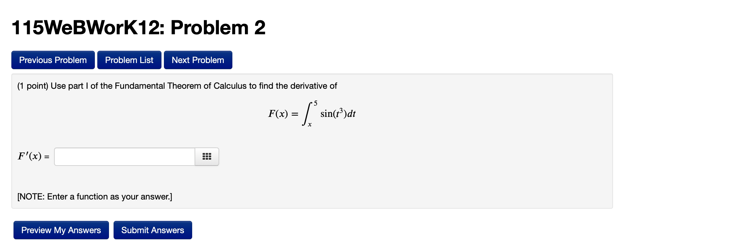 Solved 115WeBWork12: Problem 2 Previous Problem Problem List | Chegg.com