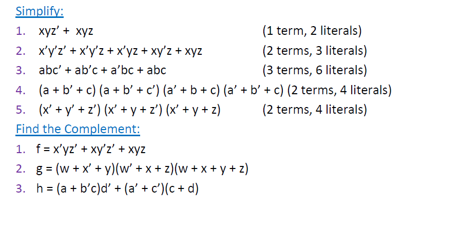 Simplify 1 Xyz Xyz 1 Term 2 Literals 2 Chegg Com