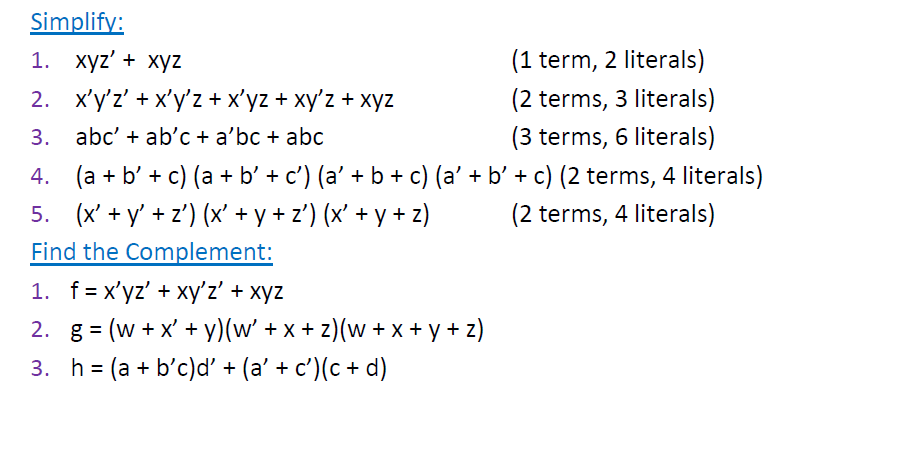 Solved Simplify 1 Xyz Xyz 1 Term 2 Literals 2 Chegg Com