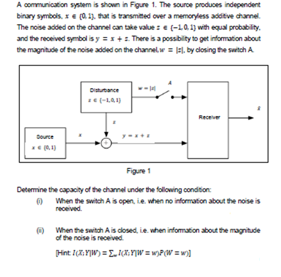 A communication system is shown in Figure 1. The | Chegg.com
