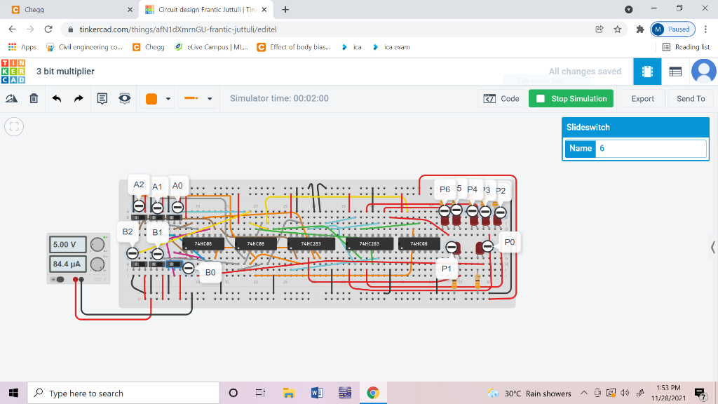 Solved Task 1. In Tinkercad, you have to multiply two 3-bit | Chegg.com