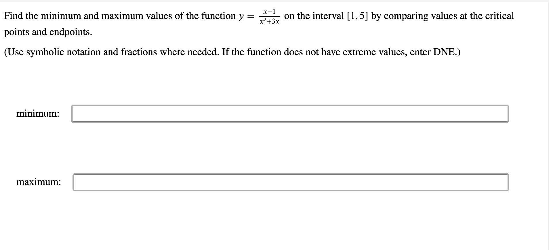 Solved Find the minimum and maximum values of the function y | Chegg.com