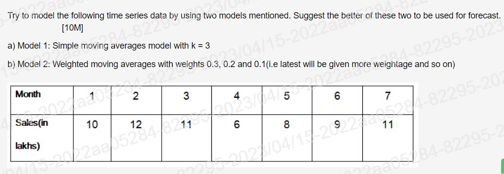 Solved Try to model the following time series data by using | Chegg.com