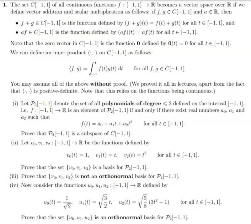 Solved 1. The set C[-1, 1] of all continuous functions f : | Chegg.com