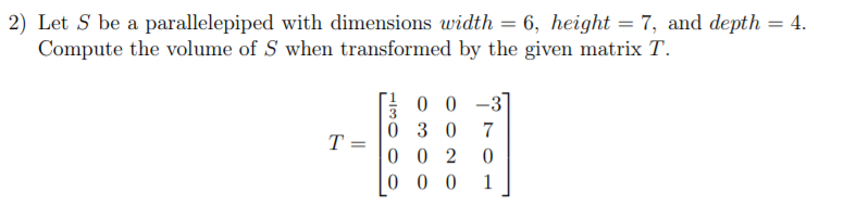 Solved 2) Let S be a parallelepiped with dimensions width = | Chegg.com