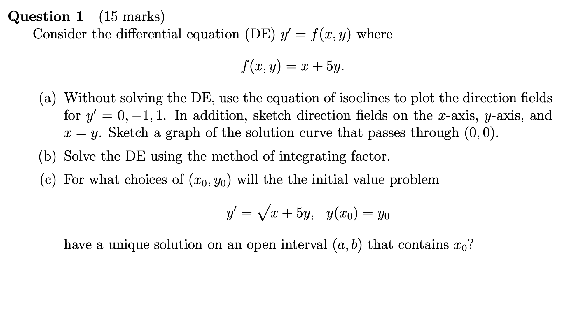 Solved Question 1 (15 ﻿marks)Consider the differential | Chegg.com