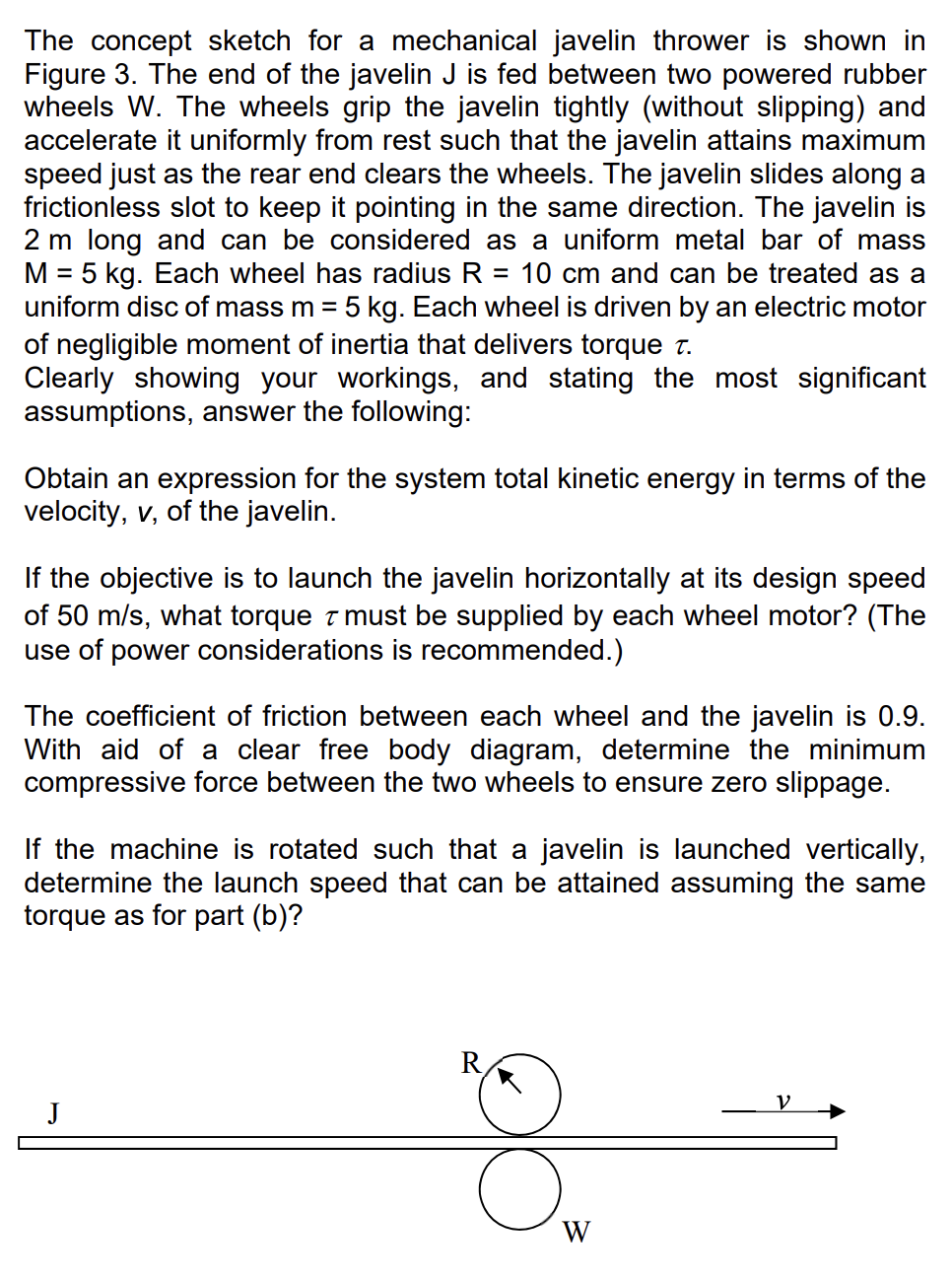 Solved Figure 3. The end of the javelin J is fed between two