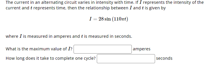 Solved The current in an alternating circuit varies in | Chegg.com