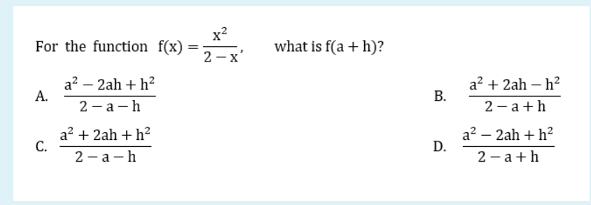 Solved X2 For The Function F X What Is F A H 2 X A A Chegg Com