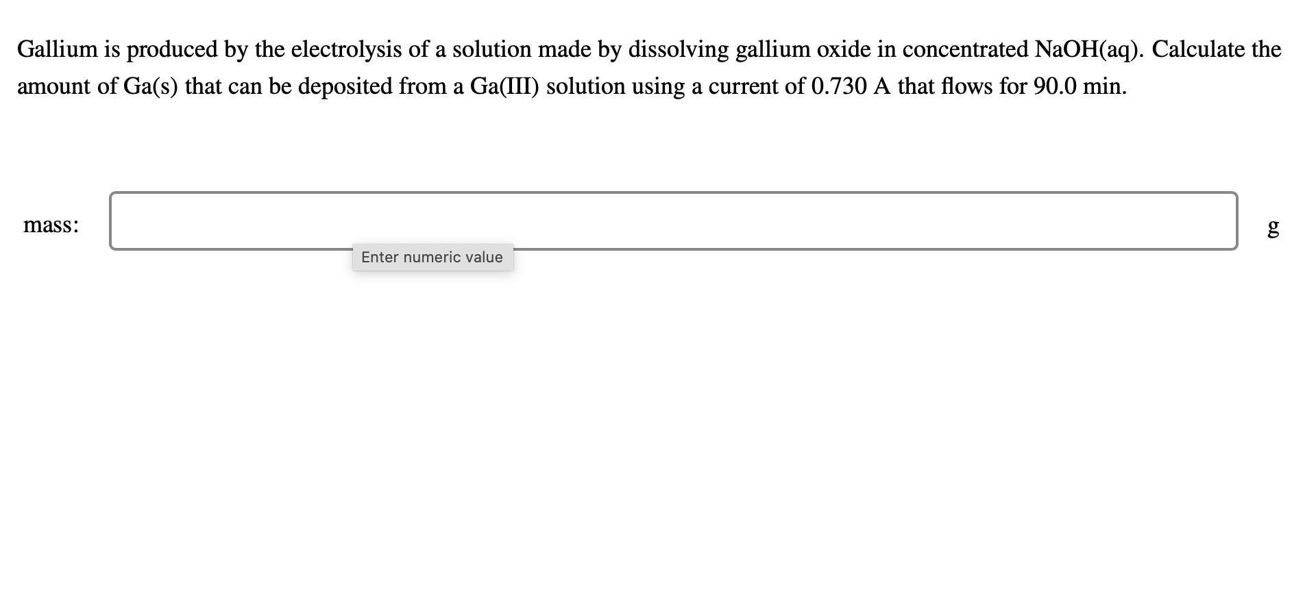 Solved Gallium Is Produced By The Electrolysis Of A Solution | Chegg.com