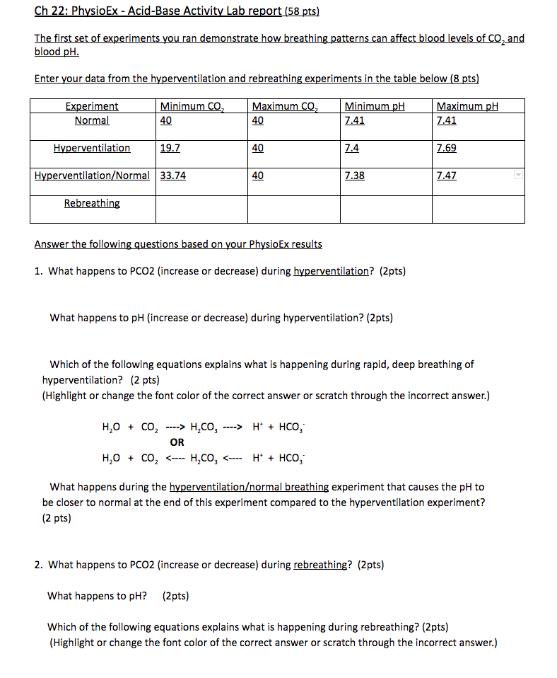 Solved Ch 22: Physioex - Acid-base Activity Lab Report (58 