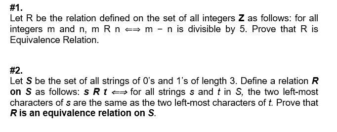 Solved #1. Let R Be The Relation Defined On The Set Of All | Chegg.com