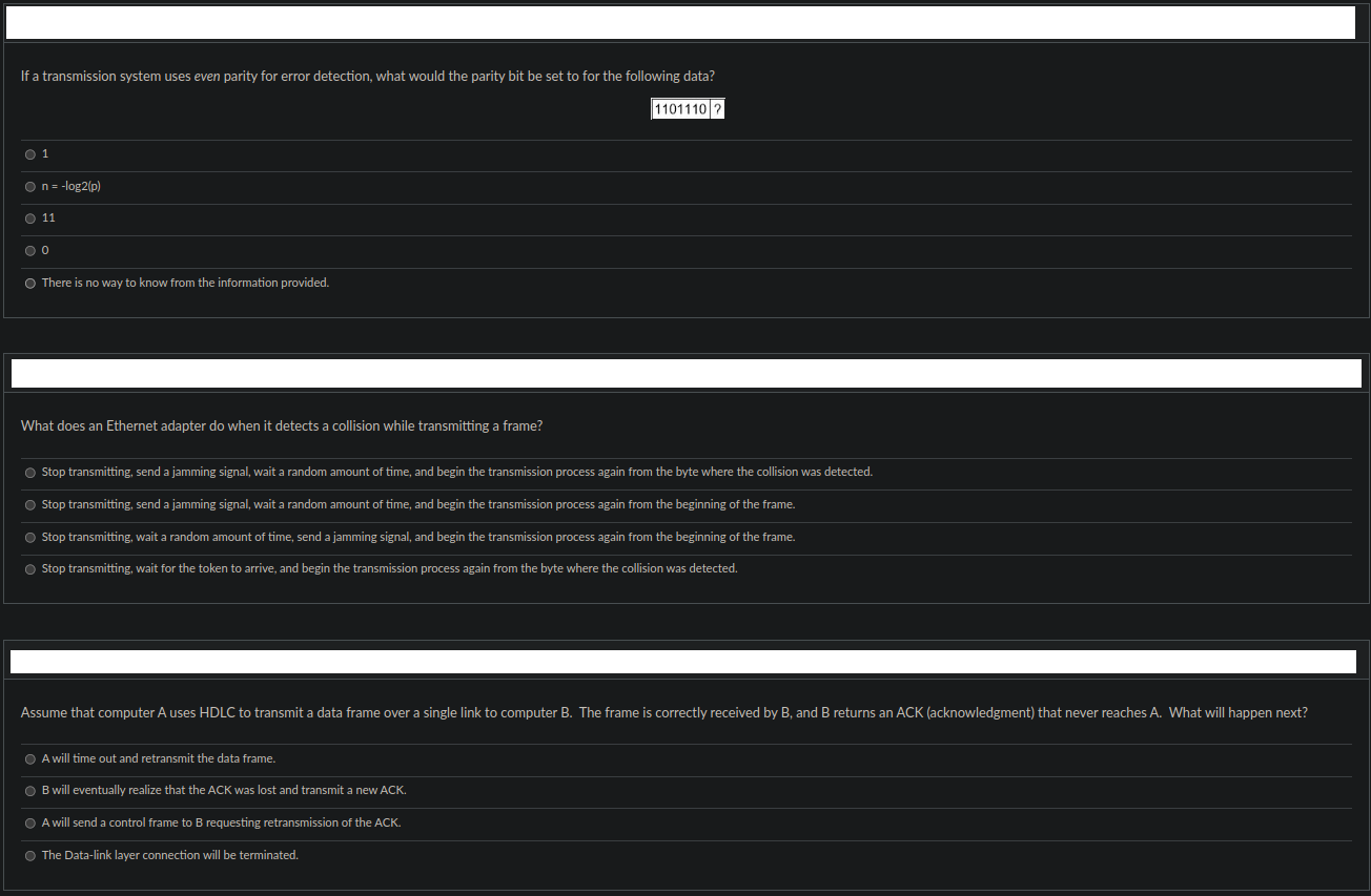 Solved If a transmission system uses even parity for error | Chegg.com