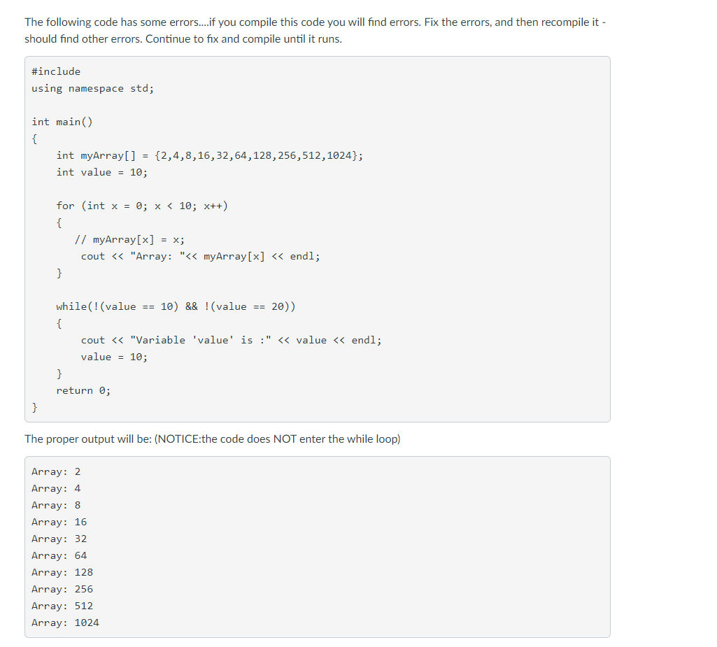 Solved The Following Code Has Some Errors....if You Compile | Chegg.com