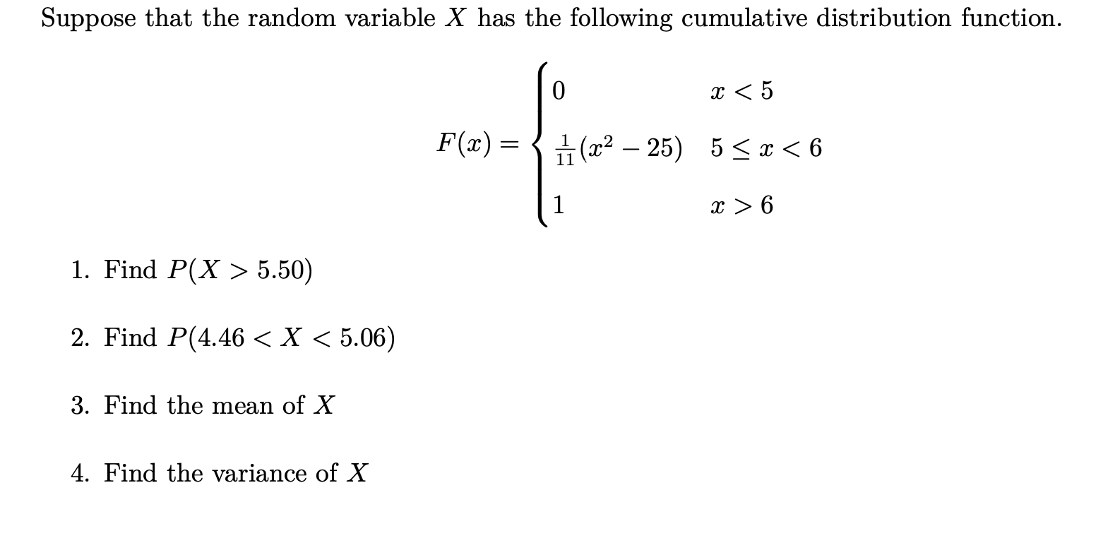 Solved Suppose That The Random Variable X Has The Following