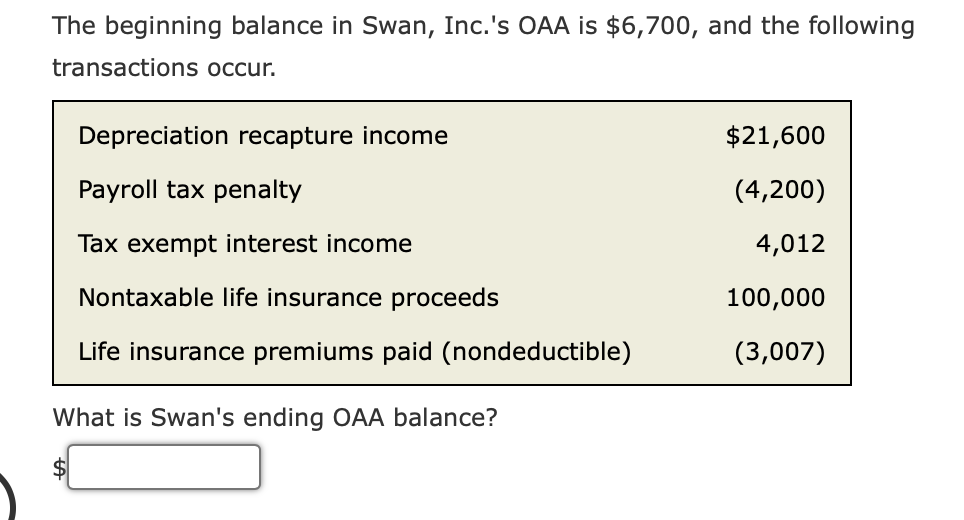 solved-the-beginning-balance-in-swan-inc-s-oaa-is-6-700-chegg