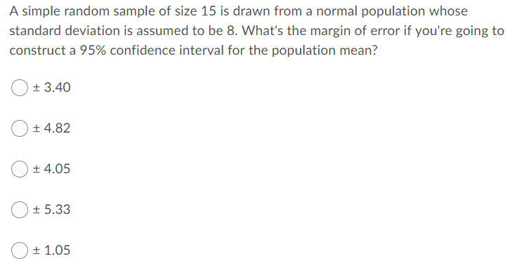 Solved A simple random sample of size 15 is drawn from a | Chegg.com