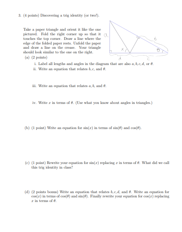 Solved 3. (4 points) Discovering a trig identity (or two!). | Chegg.com