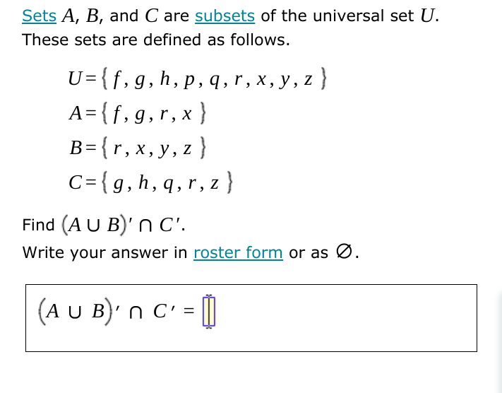 Solved Sets A B And C Are Subsets Of The Universal Set U Chegg Com