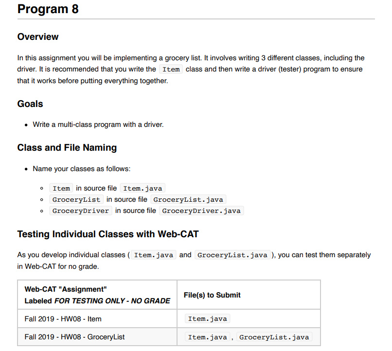 Program 8 Overview In this assignment you will be | Chegg.com