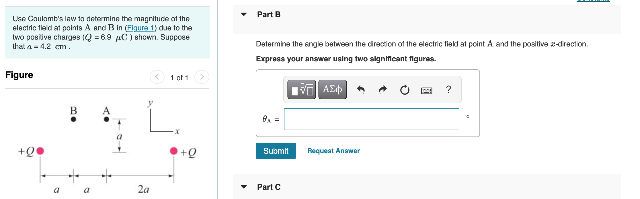 Solved Constants Part A Use Coulomb's law to determine the | Chegg.com