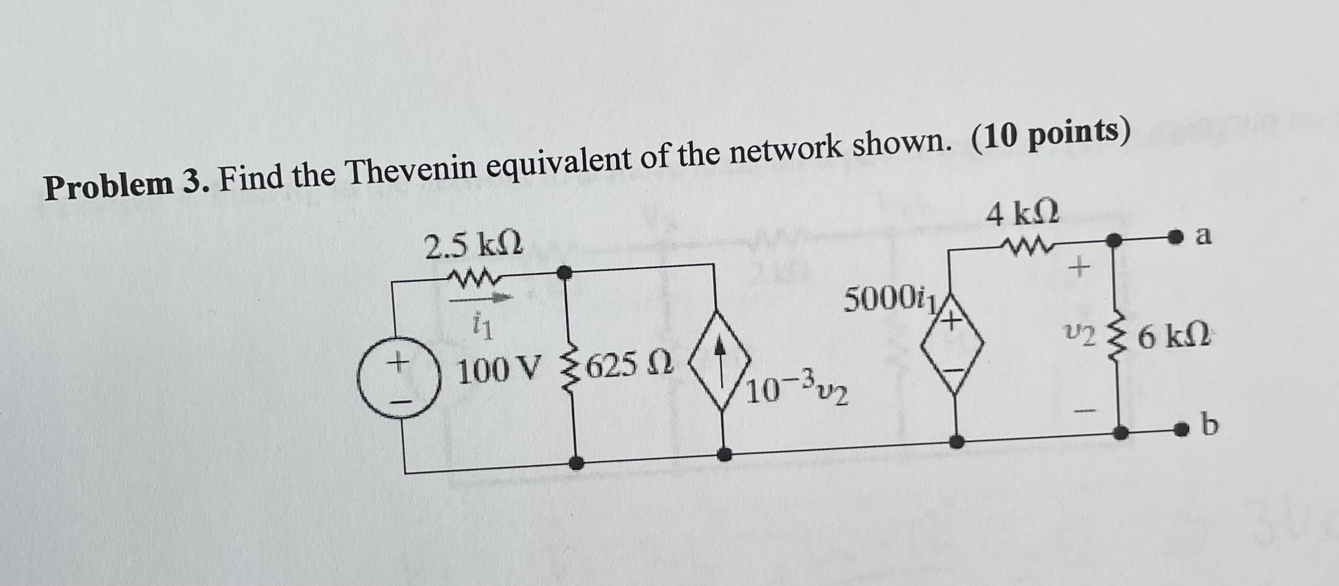 Solved Problem 3. Find the Thevenin equivalent of the | Chegg.com