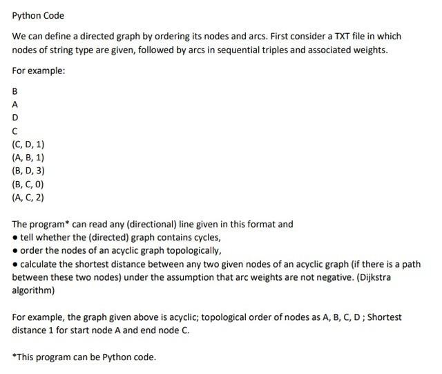 Solved Python Code We can define a directed graph by | Chegg.com