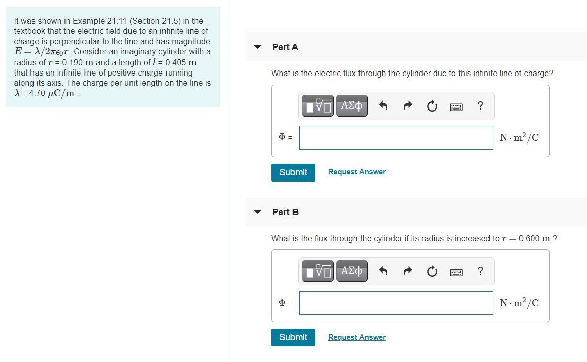 Solved Part A It was shown in Example 21.11 (Section 21.5) | Chegg.com