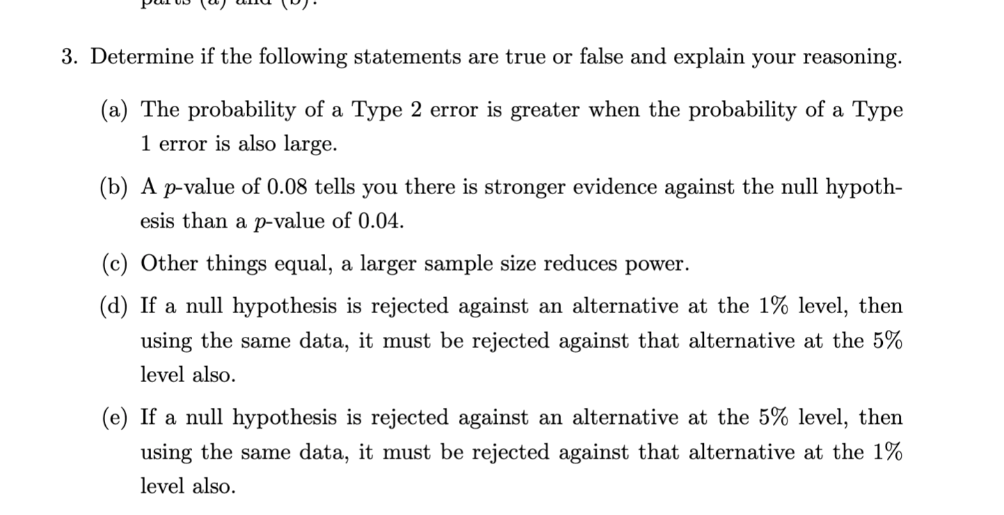 Solved 3. Determine if the following statements are true or | Chegg.com