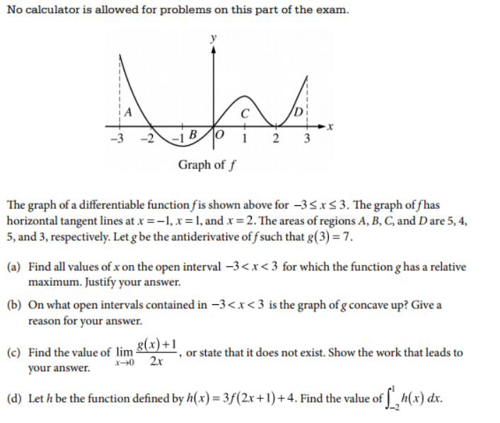 Solved No calculator is allowed for problems on this part of | Chegg.com