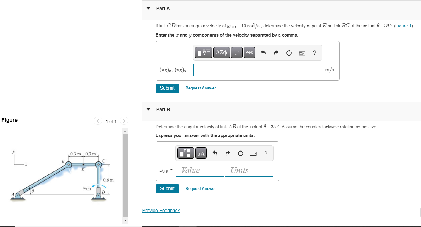 Solved If link CD has an angular velocity of ωCD=10rad/s, | Chegg.com