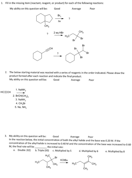 Solved 1. Fill in the missing item(reactant, reagent, or | Chegg.com