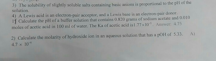Solved 3) The solubility of slightly soluble salts | Chegg.com
