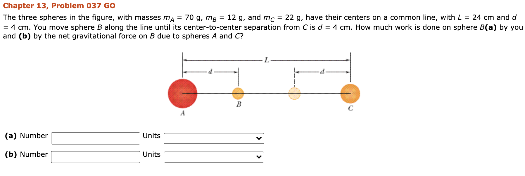 Solved Chapter 13, Problem 037 GO The three spheres in the | Chegg.com