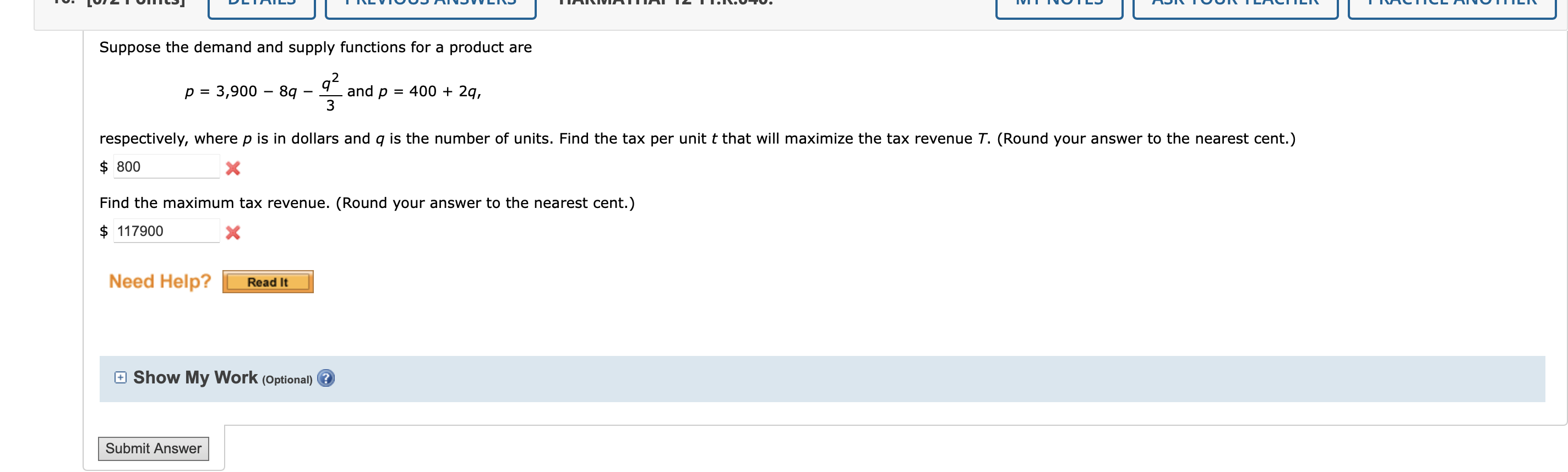 Solved Suppose the demand and supply functions for a product | Chegg.com