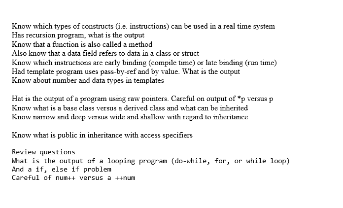 Solved Reviewing for my last test for C/C++ and these are | Chegg.com
