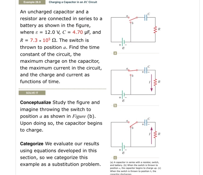 Solved Example 28.9 Charging a Capacitor in an RC Circuit An